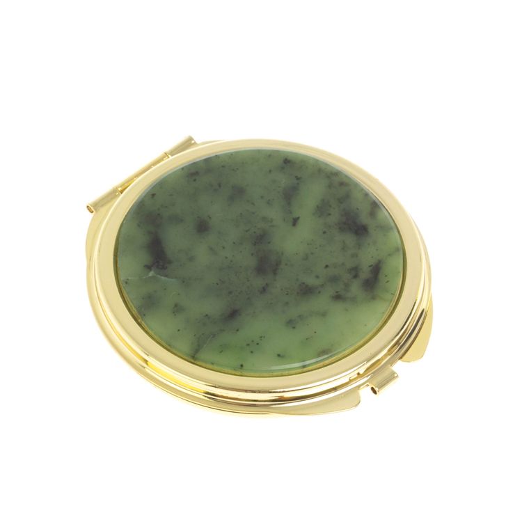 Зеркальце круглое из нефрита цвет золото фото 1 — 