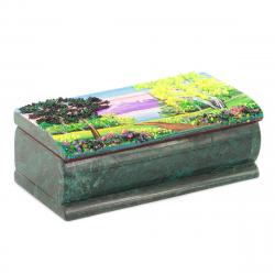 Шкатулка с росписью &quot;Лето&quot; 14х7х5 см камень змеевик — 