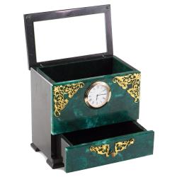 Ларец для украшений с часами и зеркалом камень змеевик — 