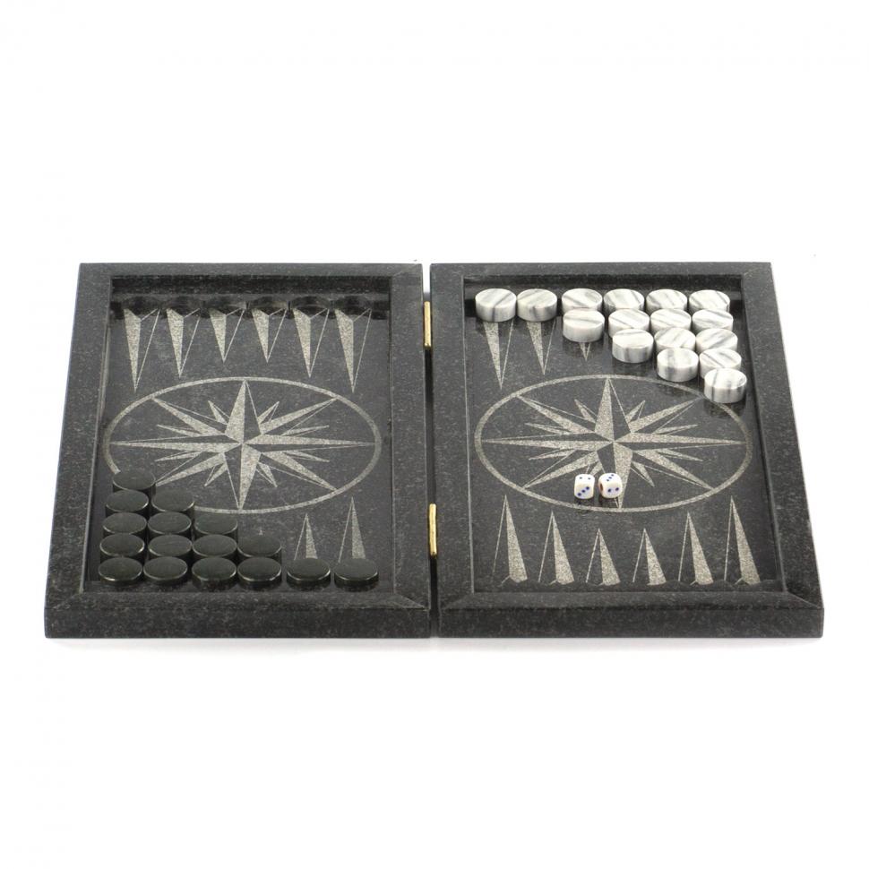 Настольные нарды "Роза ветров / Природа" камень гранит фото 1 — 