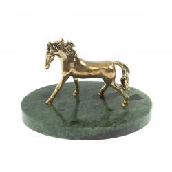 Статуэтка &quot;Лошадь&quot; из змеевика и бронзы 10х7,5х6,5 см — 