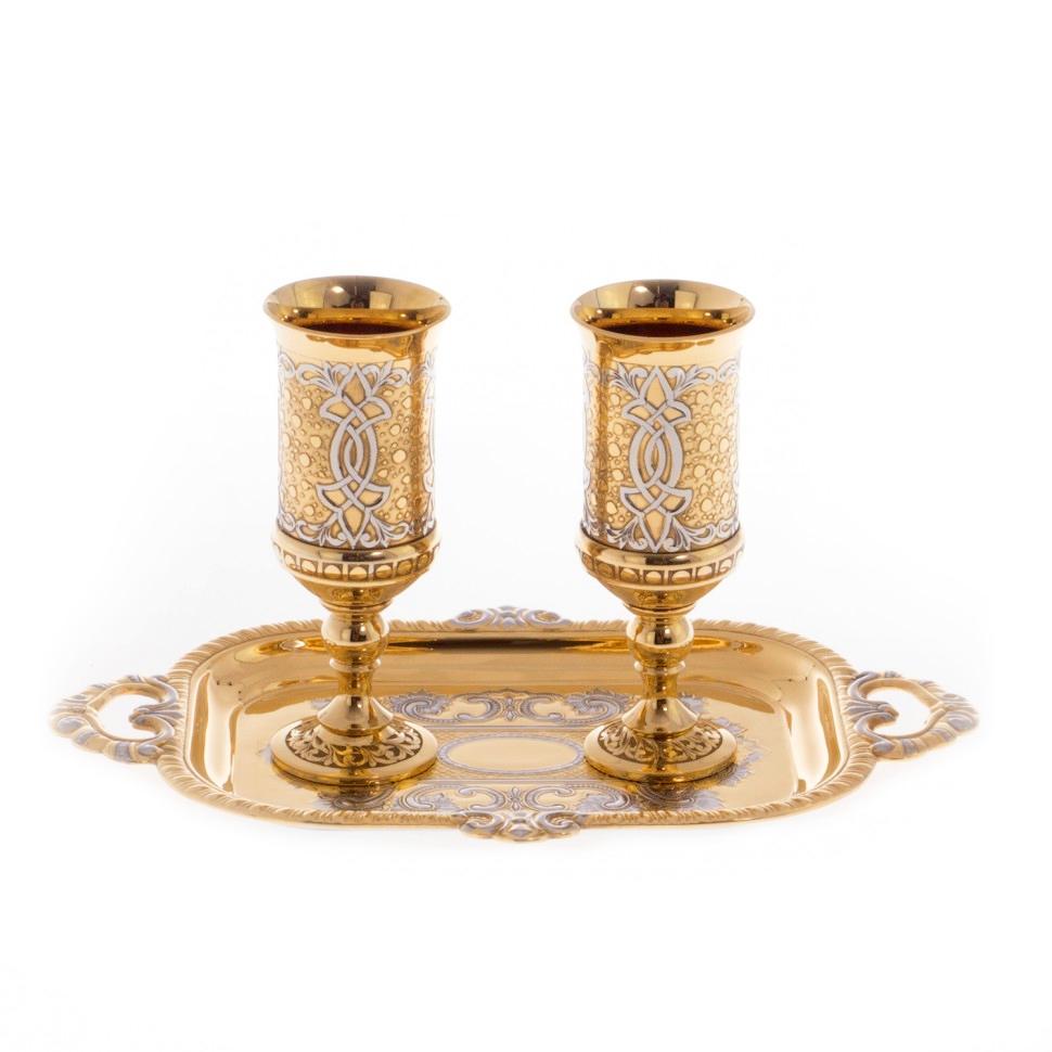 Набор для водки "На двоих" 2 рюмки на подносе Златоуст фото 1 — 