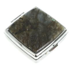 Таблетница с делителем на 2 отсека камень лабрадор цвет серебро — 