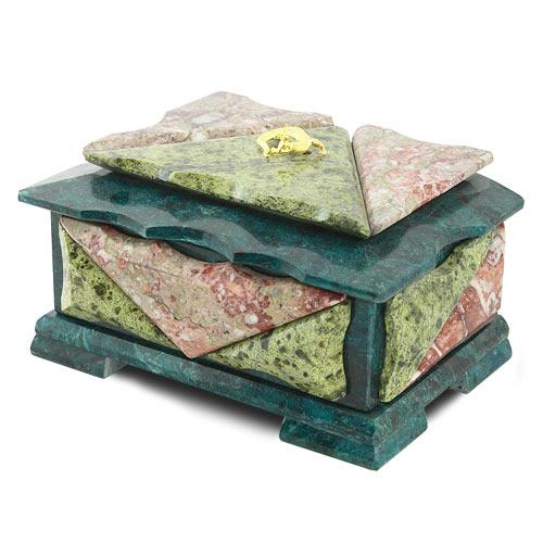 Шкатулка для драгоценностей камень змеевик 17х12х9 см фото 1 — 