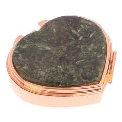 Таблетница &quot;Сердце&quot; на 3 отделения камень актиновит цвет красное золото — 