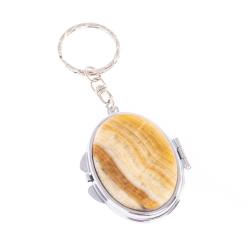 Складное зеркало брелок из оникса овальное — 