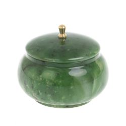 Шкатулка круглая из нефрита 9х9х7,5 см — 