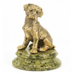 Статуэтка собака &quot;Боксер щенок&quot; из бронзы и змеевика — 