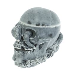 Пепельница / шкатулка &quot;Череп со змеей&quot; из мраморной крошки — 