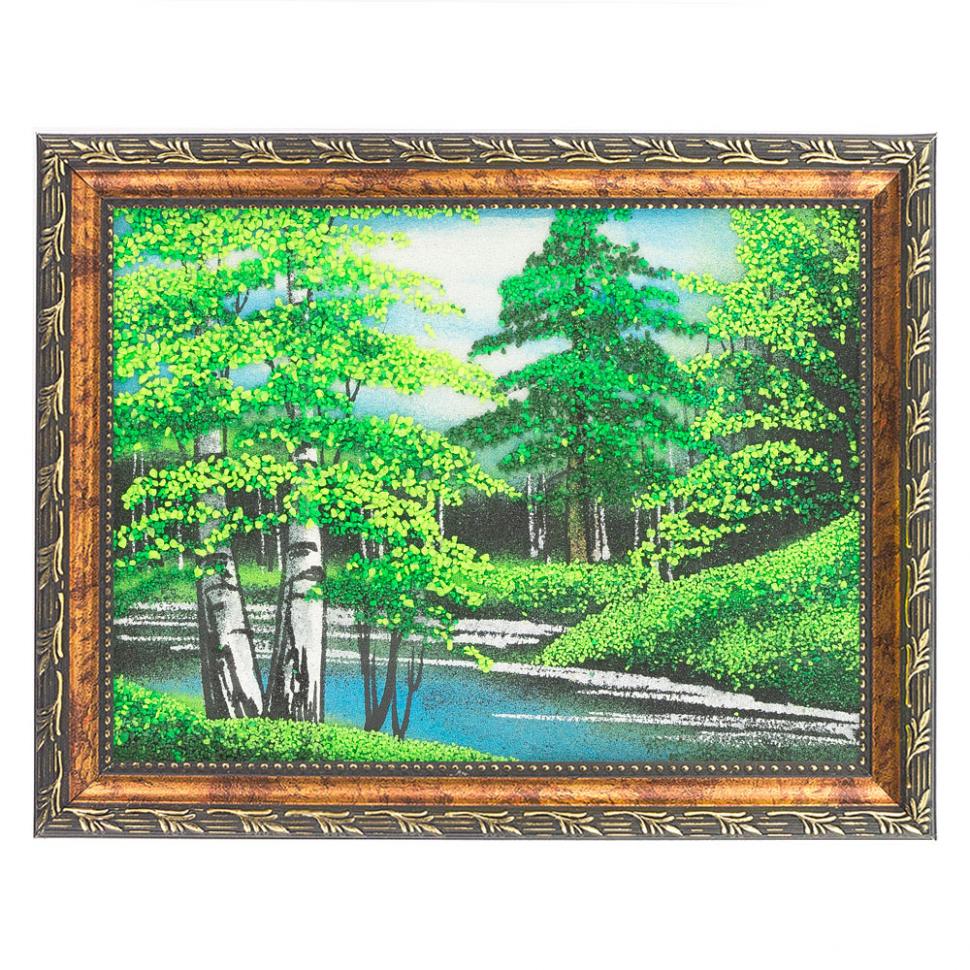 Картина "Летний пейзаж" рамка багет 15х20 см, каменная крошка фото 1 — 