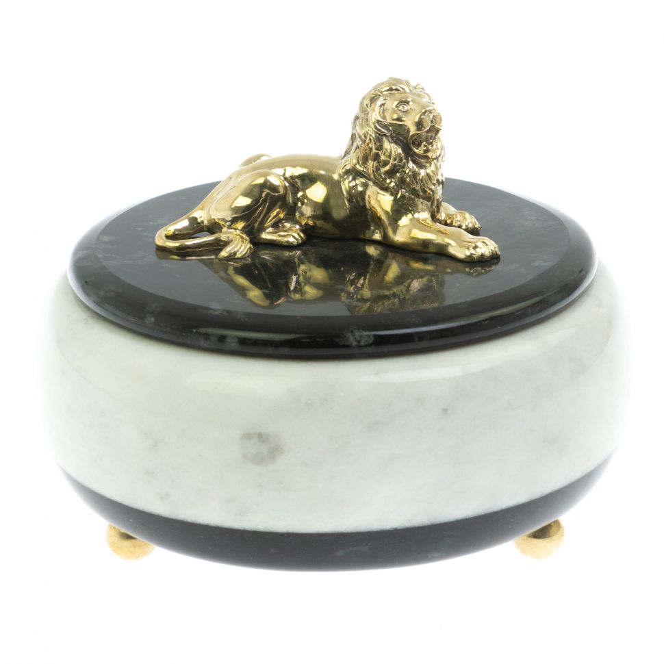 Шкатулка "Лев" из мрамора 15х15х12 см фото 1 — 