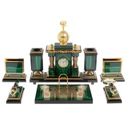 Письменный набор &quot;Держава&quot; из малахита Златоуст — 