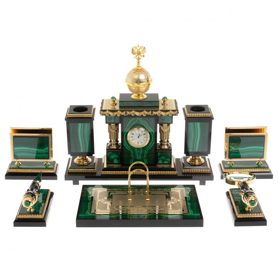 Письменный набор "Держава" из малахита Златоуст фото 1 — 