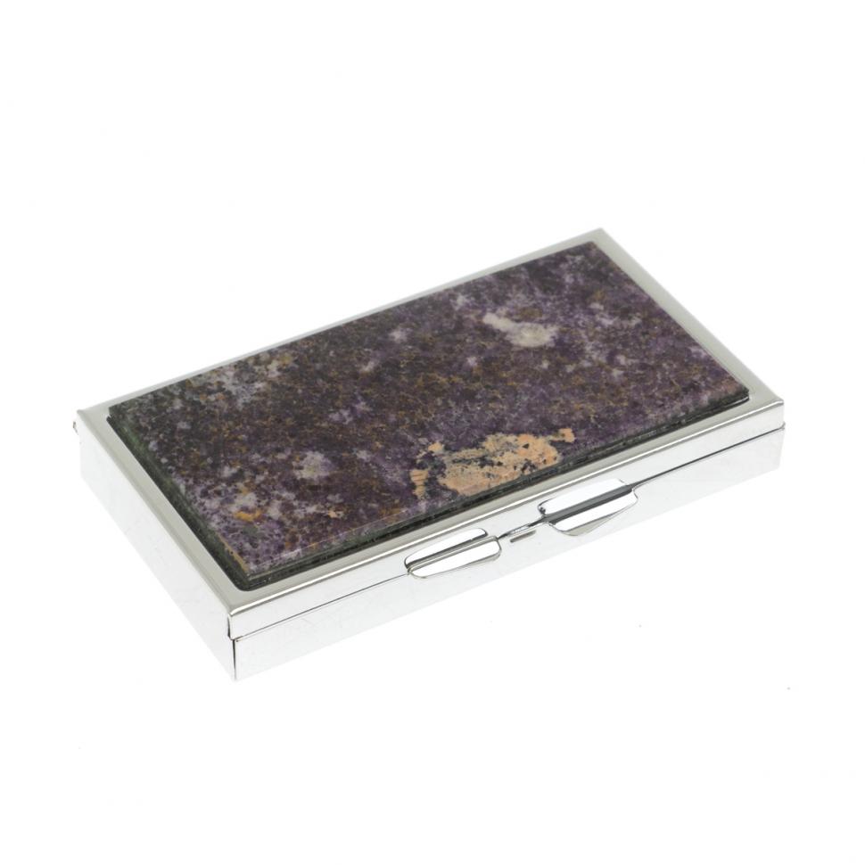 Таблетница на 3 отделения камень сиреневый флюорит цвет серебро фото 1 — 