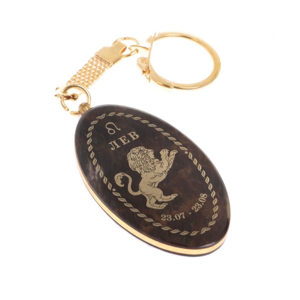 Брелок знак зодиака "Лев" камень обсидиан фото 1 — 