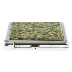 Портсигар 20 сигарет с зажигалкой камень змеевик светлый — 