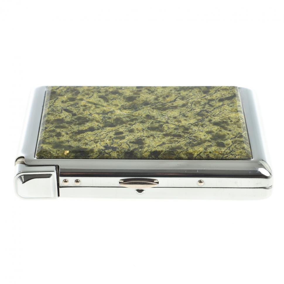 Портсигар 20 сигарет с зажигалкой камень змеевик светлый фото 1 — 