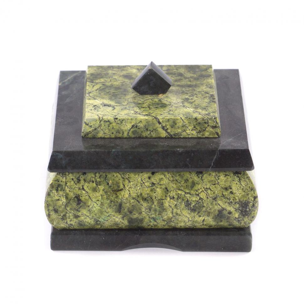 Шкатулка для драгоценностей змеевик 9,5х9,5х7,5 см фото 1 — 