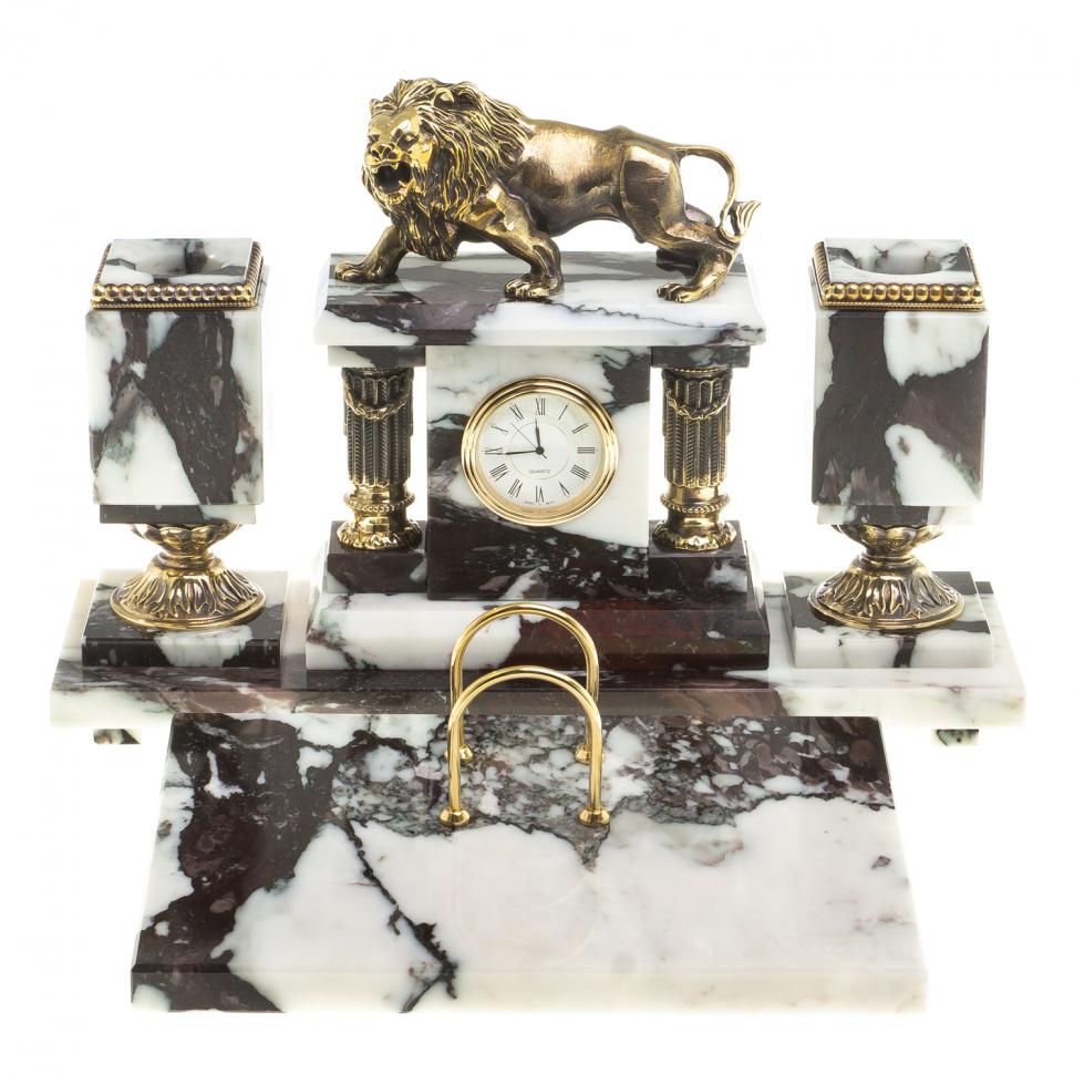 Письменный прибор "Рычащий лев" камень мрамор фото 1 — 