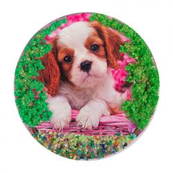 Магнит с рисунком &quot;Щенок&quot; змеевик — 