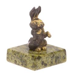 Статуэтка из бронзы на подставке из змеевика &quot;Заяц&quot; — 