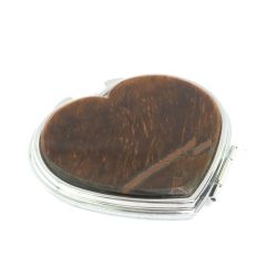 Зеркало карманное &quot;Сердце&quot; тигровый глаз цвет серебро — 