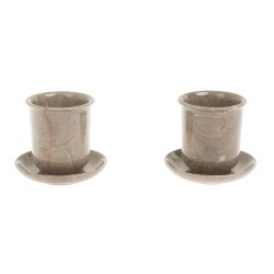 Кофейная пара из бежевого мрамора 120 мл (2 чашки, 2 блюдца) — 