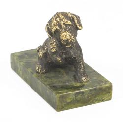 Статуэтка &quot;Собачка малая №12&quot; из бронзы и змеевика — 