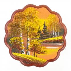 Панно круглое &quot;Осень золотая&quot; 20х20 см каменная крошка — 