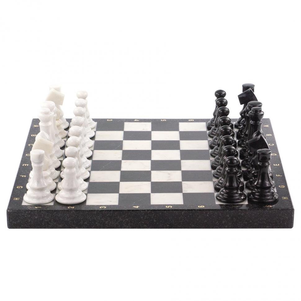 Шахматы из мрамора и змеевика 43х43 см фото 1 — 