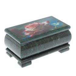 Шкатулка &quot;Роза&quot; из змеевика 16х8х7,5 см — 