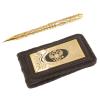 Подарочный набор "Гербовый" кожаная визитница и ручка Златоуст фото 3 — 