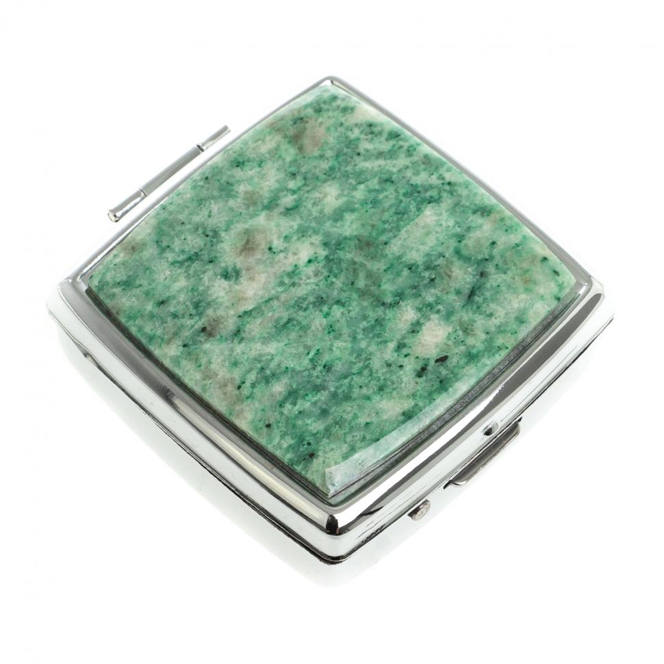 Таблетница на 2 отсека камень лиственит цвет серебро фото 1 — 