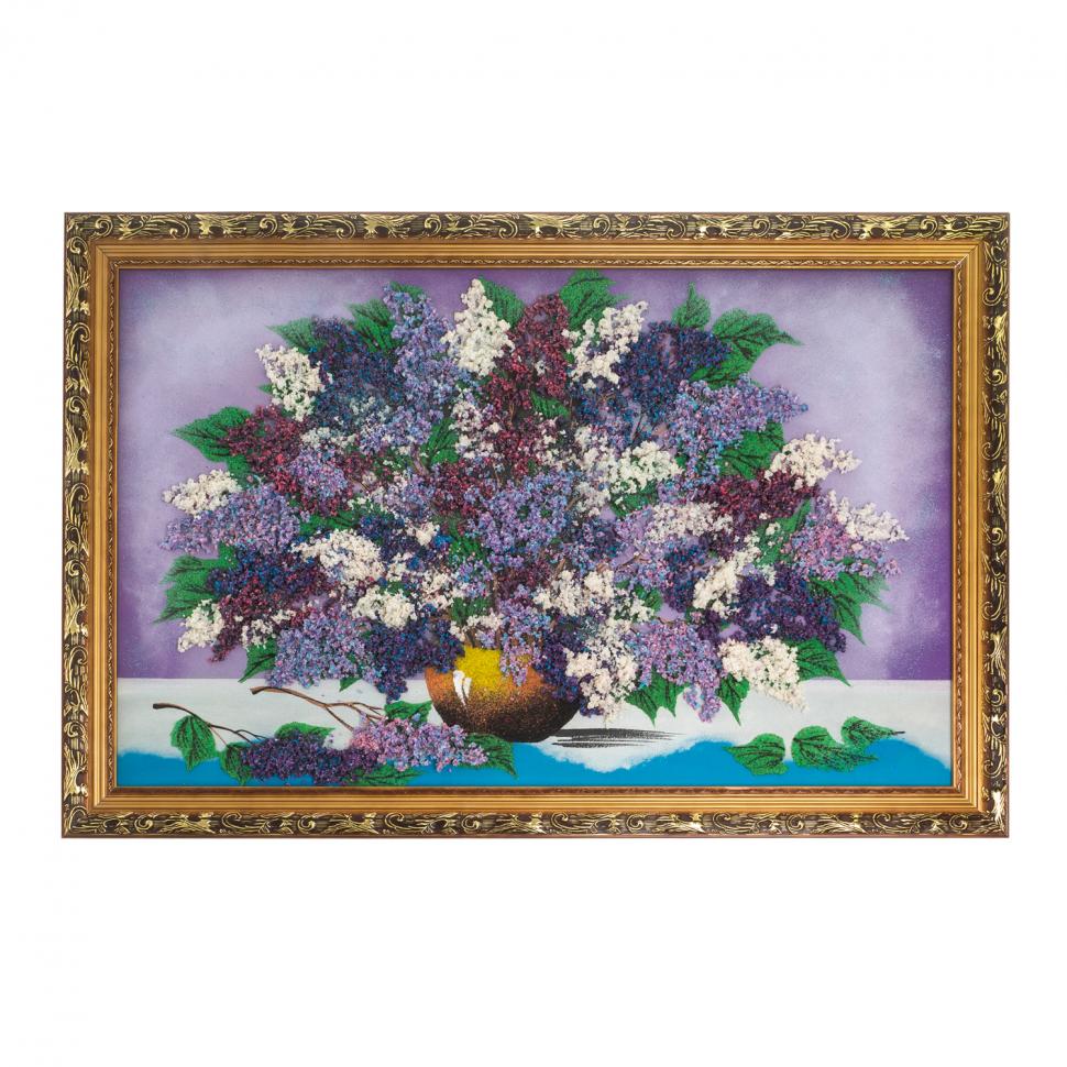 Картина "Натюрморт сирень" багет 57х87 см сиреневый фон фото 1 — 