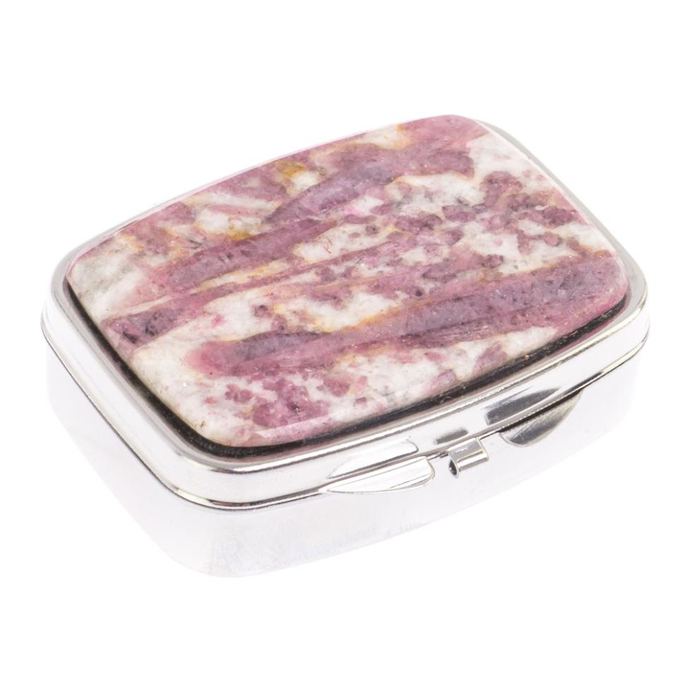 Таблетница на 2 отделения камень турмалин цвет серебро фото 1 — 