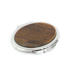 Зеркальце овальное из тигрового глаза цвет серебро — 