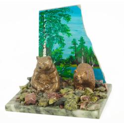 Сувенир &quot;Медведи&quot; змеевик самоцветы — 