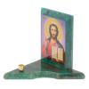 Икона с подсвечником Спаситель малая из змеевика 9,5х9,5х10 см фото 2 — 