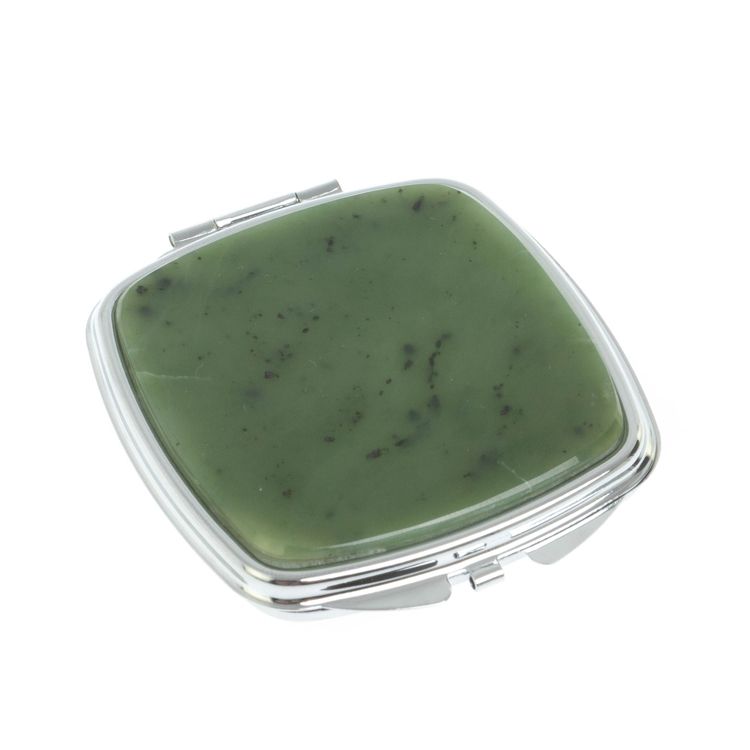 Зеркальце карманное складное из нефрита цвет серебро фото 1 — 