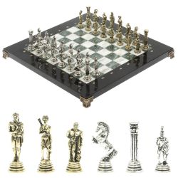 Шахматы &quot;Греко-Римская война&quot; 32х32 см из змеевика и мрамора — 