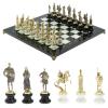 Шахматы "Русские" на подставках 44х44 см мрамор / змеевик литье бронза фото 1 — 