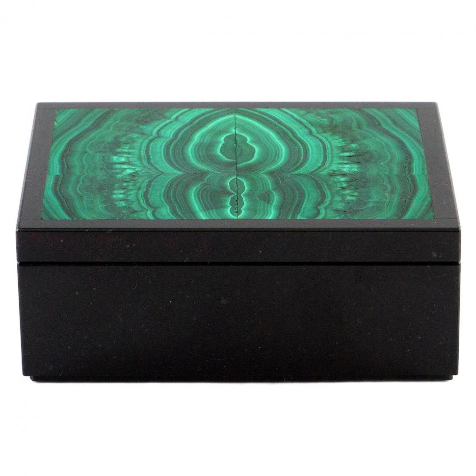 Малахитовая шкатулка из натурального камня "Талисман" 9х7х3,5 см фото 1 — 