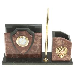 Настольная визитница &quot;Щит&quot; из лемезита — 