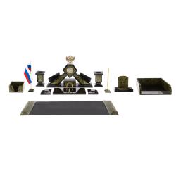 Письменный набор &quot;Герб&quot; с лотком для бумаг А4 и бюваром камень змеевик — 