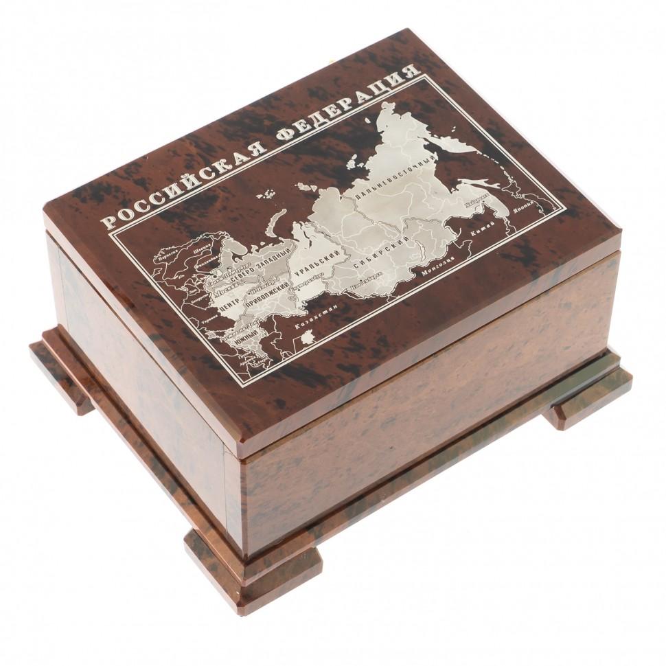 Шкатулка из обсидиана "Карта РФ" 15х13х8 см фото 1 — 