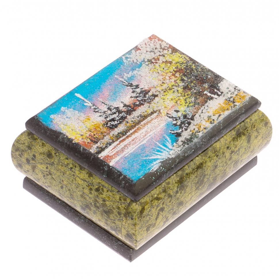 Шкатулка змеевик рисунок Весна 10х8х5 см фото 1 — 