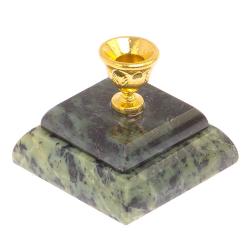 Подсвечник церковный двойной из нефрита 5х5х4 см — 