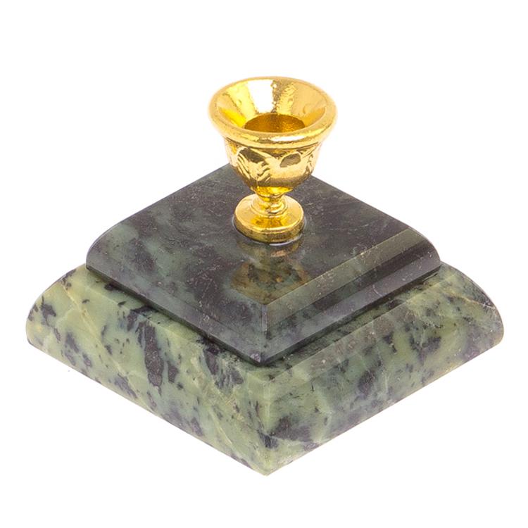 Подсвечник церковный двойной из нефрита 5х5х4 см фото 1 — 