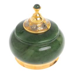 Икорница с крышкой &quot;Нефритовая&quot; Златоуст 9,5х9,5х10,5 см — 