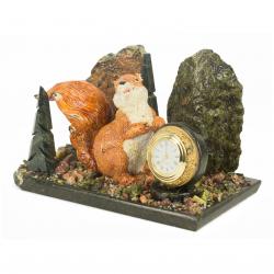 Часы &quot;Белка&quot; змеевик самоцветы 195х115х120 мм 1650 гр. — 